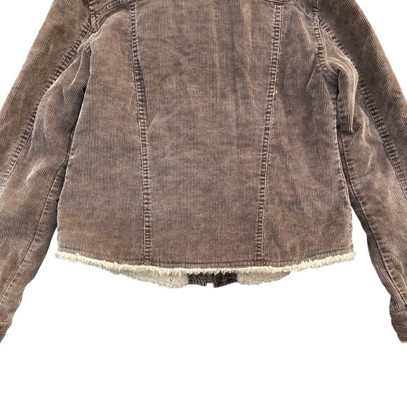 Arizona Jeans Co Corduroy Sherpa Trucker Jacket Wm Sz S Brown 90s Grunge Western - Picture 10 of 14